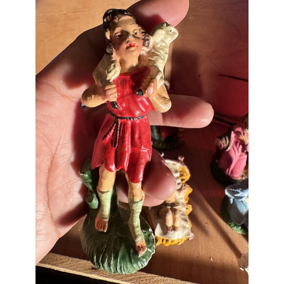 Vintage Christmas NATIVITY PIECES Set Of 10 Figures HAND PAINTED ITALY 1960s - Picture 15 of 16